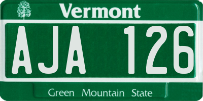 VT license plate AJA126