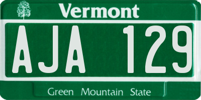 VT license plate AJA129