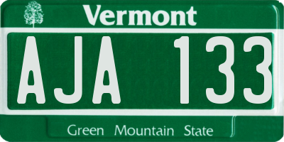 VT license plate AJA133