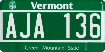 VT license plate AJA136