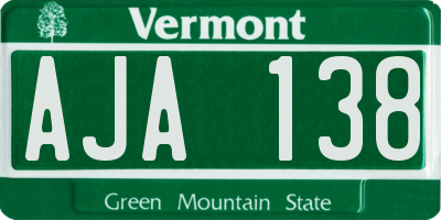 VT license plate AJA138