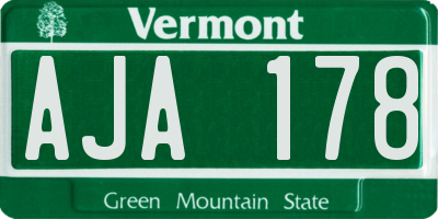 VT license plate AJA178