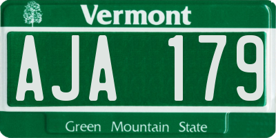 VT license plate AJA179