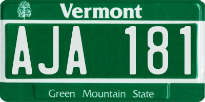 VT license plate AJA181