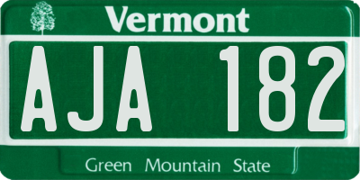 VT license plate AJA182