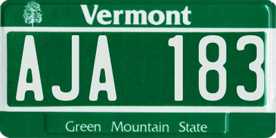 VT license plate AJA183