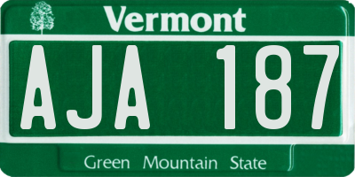 VT license plate AJA187
