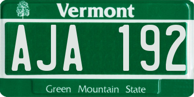 VT license plate AJA192