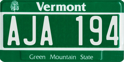 VT license plate AJA194