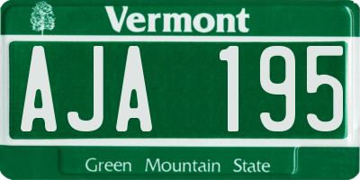 VT license plate AJA195
