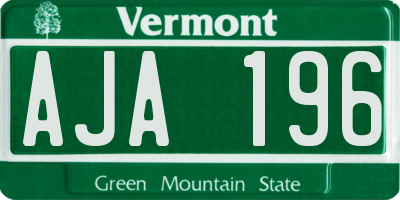 VT license plate AJA196