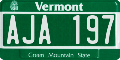 VT license plate AJA197