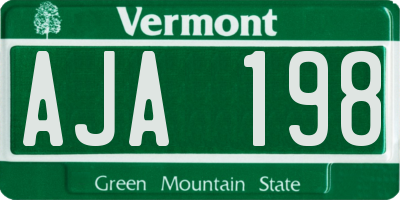 VT license plate AJA198