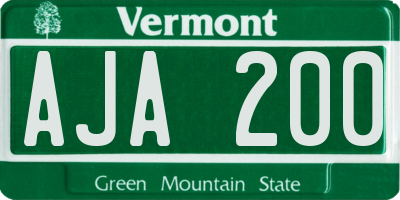 VT license plate AJA200