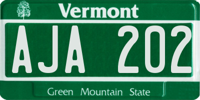 VT license plate AJA202