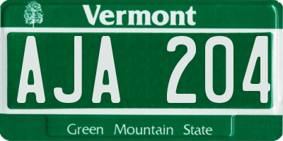 VT license plate AJA204