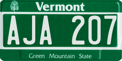VT license plate AJA207