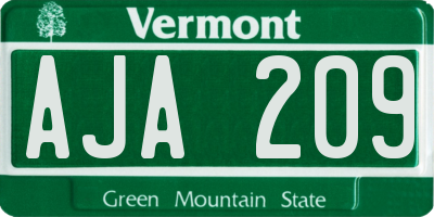 VT license plate AJA209