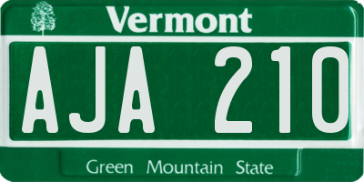 VT license plate AJA210