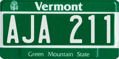 VT license plate AJA211