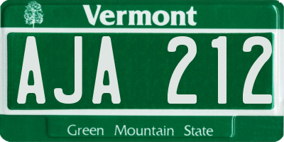 VT license plate AJA212