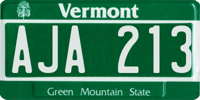 VT license plate AJA213