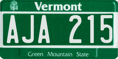 VT license plate AJA215