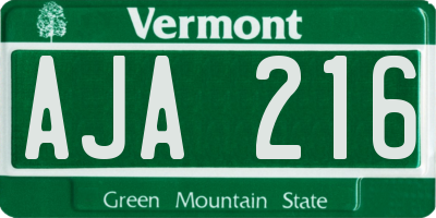 VT license plate AJA216