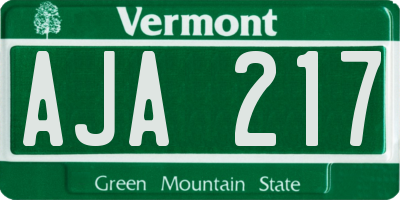 VT license plate AJA217