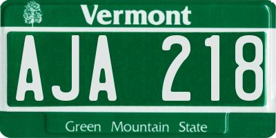 VT license plate AJA218