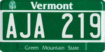 VT license plate AJA219