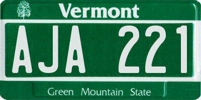 VT license plate AJA221
