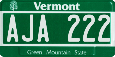 VT license plate AJA222