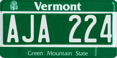 VT license plate AJA224