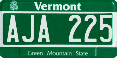 VT license plate AJA225