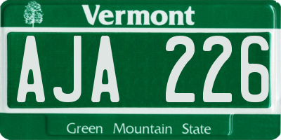 VT license plate AJA226