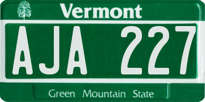 VT license plate AJA227