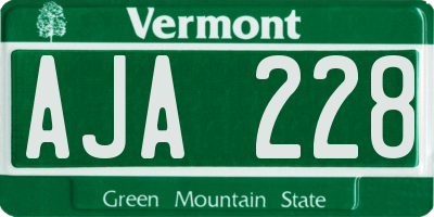 VT license plate AJA228