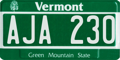 VT license plate AJA230