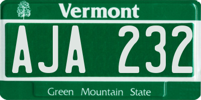 VT license plate AJA232