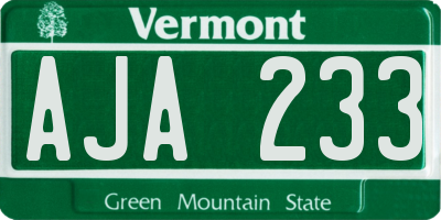 VT license plate AJA233