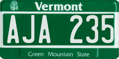 VT license plate AJA235