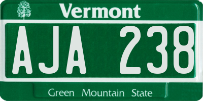 VT license plate AJA238