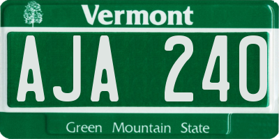 VT license plate AJA240