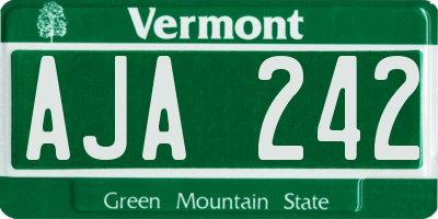VT license plate AJA242