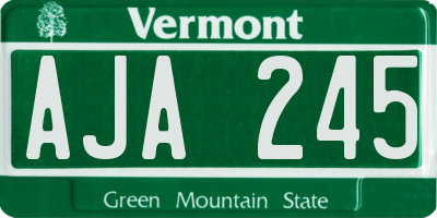 VT license plate AJA245