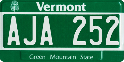 VT license plate AJA252