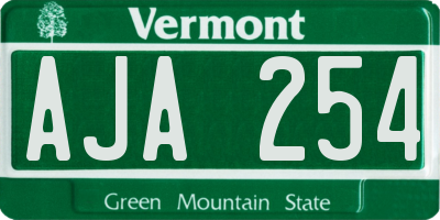 VT license plate AJA254