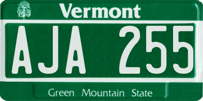VT license plate AJA255