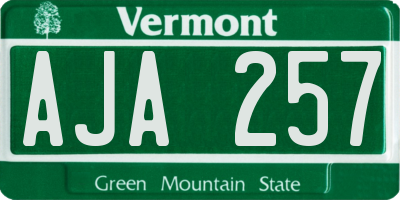 VT license plate AJA257